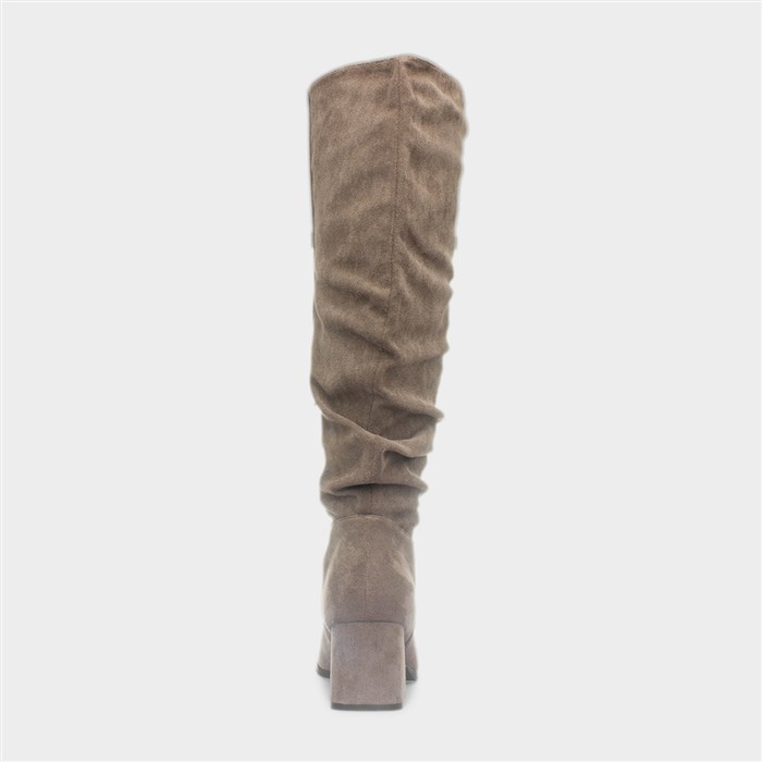 Carmen Womens Mocha Ruched Knee High Boot