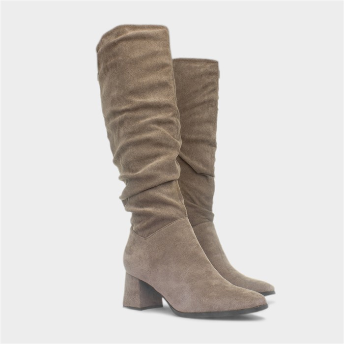 Carmen Womens Mocha Ruched Knee High Boot