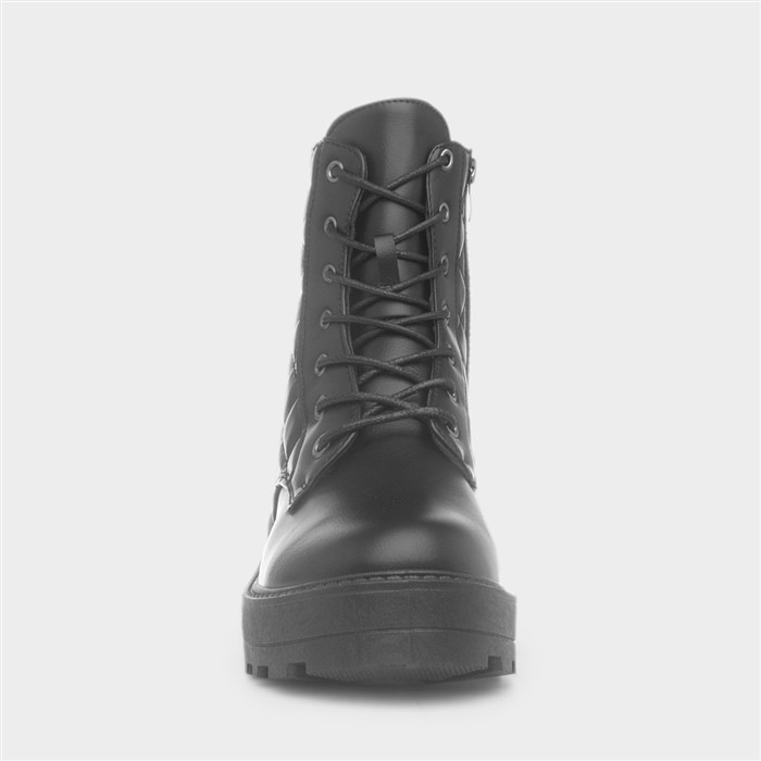 Ophelia Womens Black Wide Fit Lace Up Boot