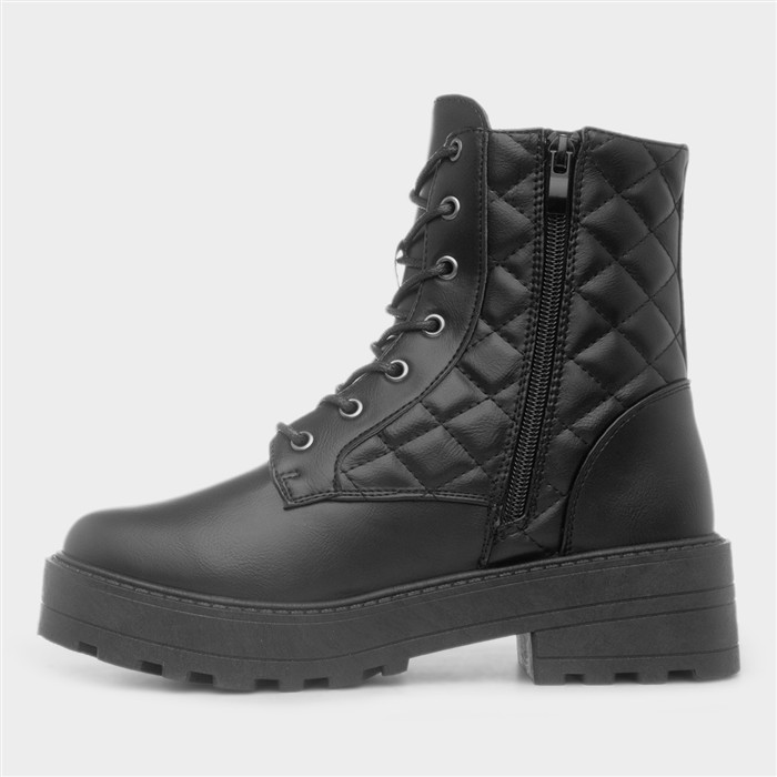 Ophelia Womens Black Wide Fit Lace Up Boot