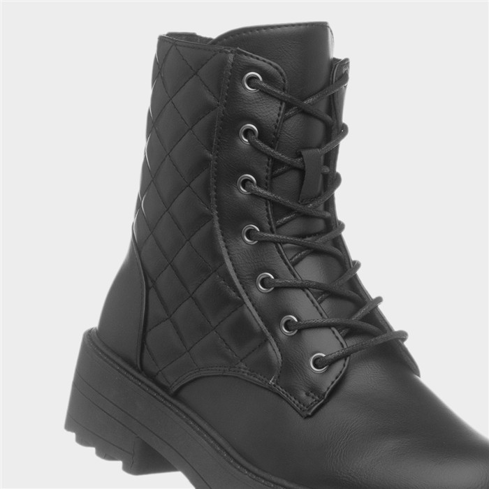 Ophelia Womens Black Wide Fit Lace Up Boot