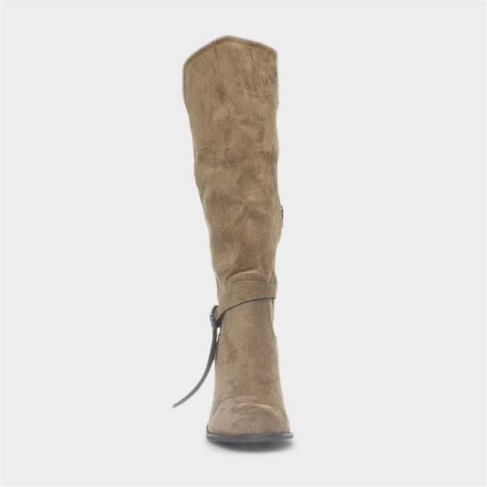 Bella Womens Taupe Buckle Knee High Boot