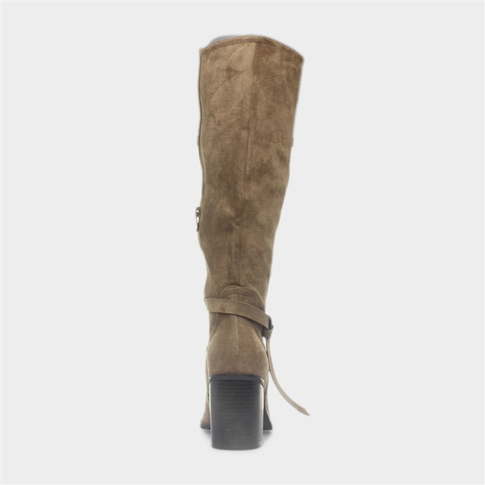 Bella Womens Taupe Buckle Knee High Boot