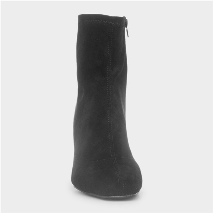 Anaya Black Heeled Zip Up Ankle Boots