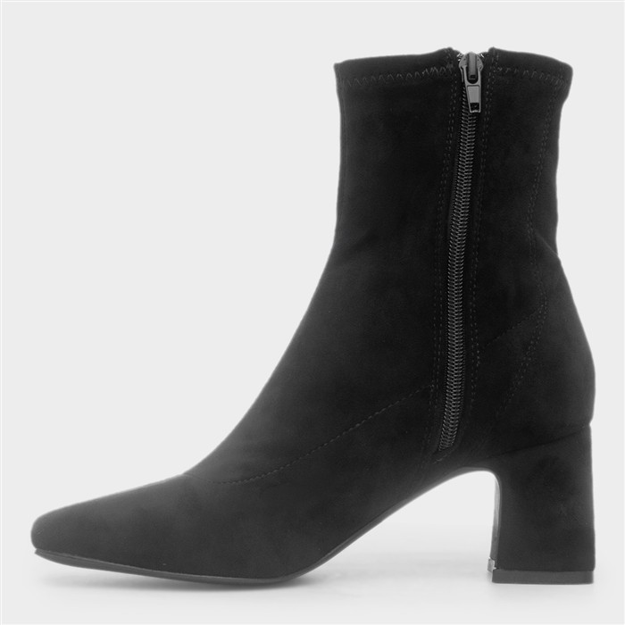 Anaya Womens Black Heeled Zip Up Ankle Boot
