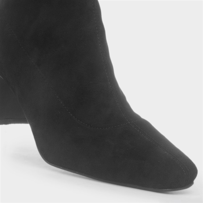 Anaya Black Heeled Zip Up Ankle Boots