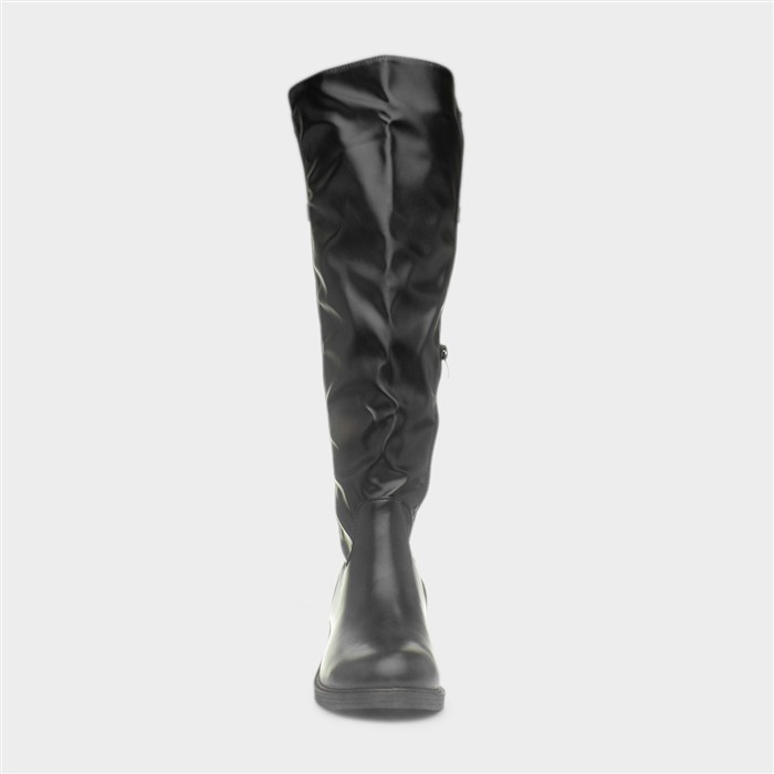 Lara Womens Black Knee High Heeled Boot