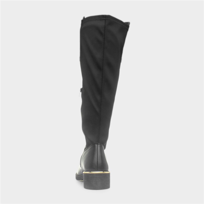 Lara Womens Black Knee High Heeled Boot