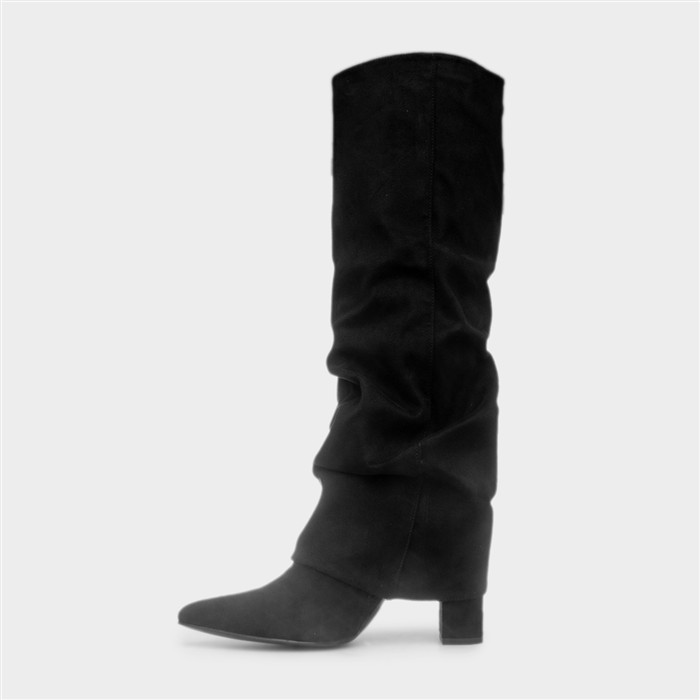 Tammy Womens Black Knee High Heeled Boot