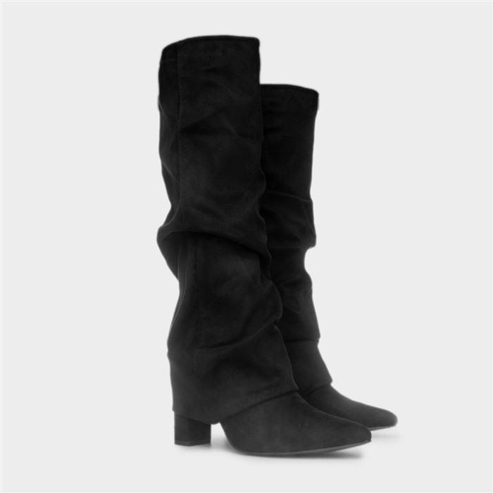 Tammy Womens Black Knee High Heeled Boot