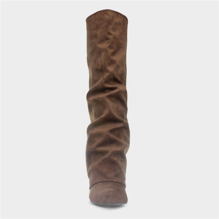 Tammy Womens Chocolate Knee High Heeled Boot