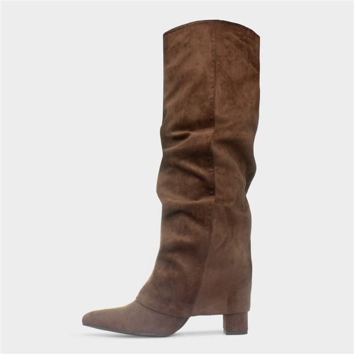 Tammy Womens Chocolate Knee High Heeled Boot