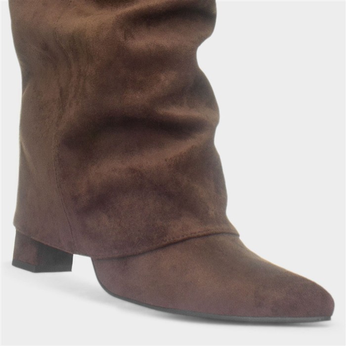 Tammy Womens Chocolate Knee High Heeled Boot