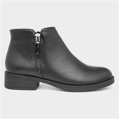Womens Black Ankle Boot with Zip
