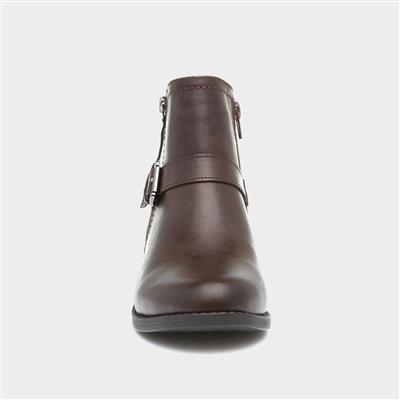 Womens Brown Flat Ankle Boot