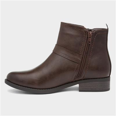 Womens Brown Flat Ankle Boot