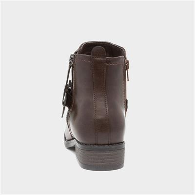 Womens Brown Flat Ankle Boot