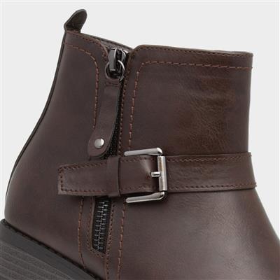 Womens Brown Flat Ankle Boot