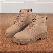 Lilley Beige Women's Chunky Lace Up Boot (Click For Details)