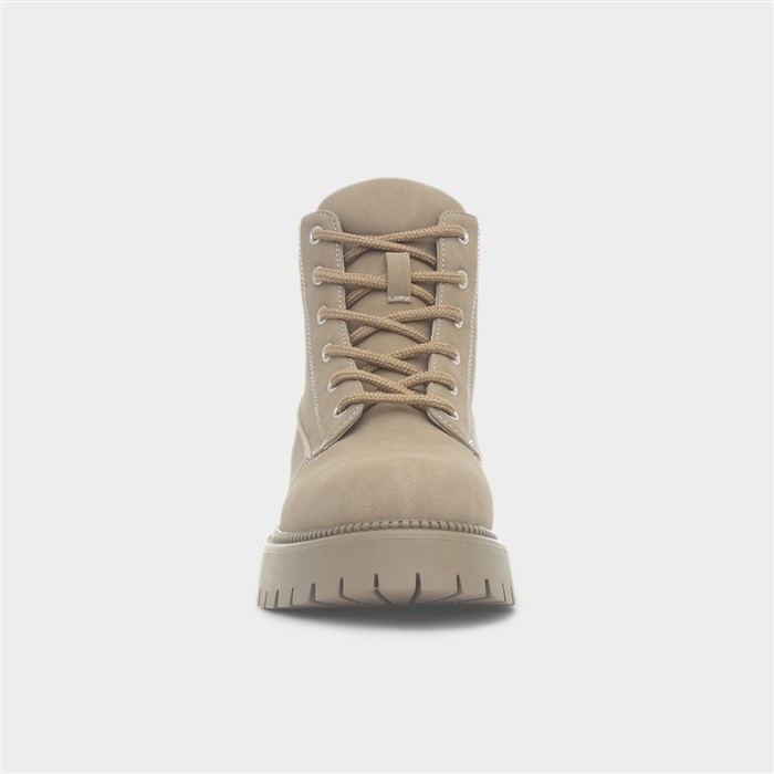 Beige Women's Chunky Lace Up Boot