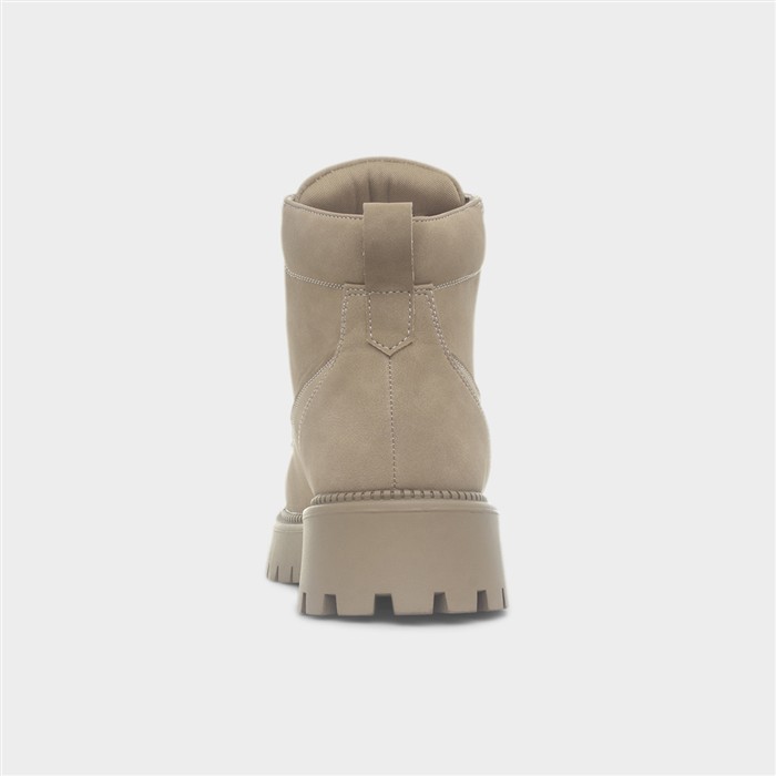 Beige Women's Chunky Lace Up Boot