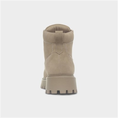 Beige Women's Chunky Lace Up Boot