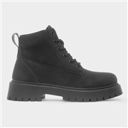 Lilley Womens Black Chunky Lace Up Boots (Click For Details)