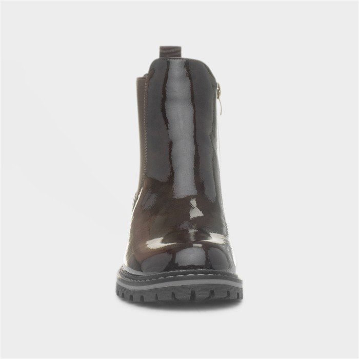 Bessy Womens Brown Patent Chelsea Ankle Boot