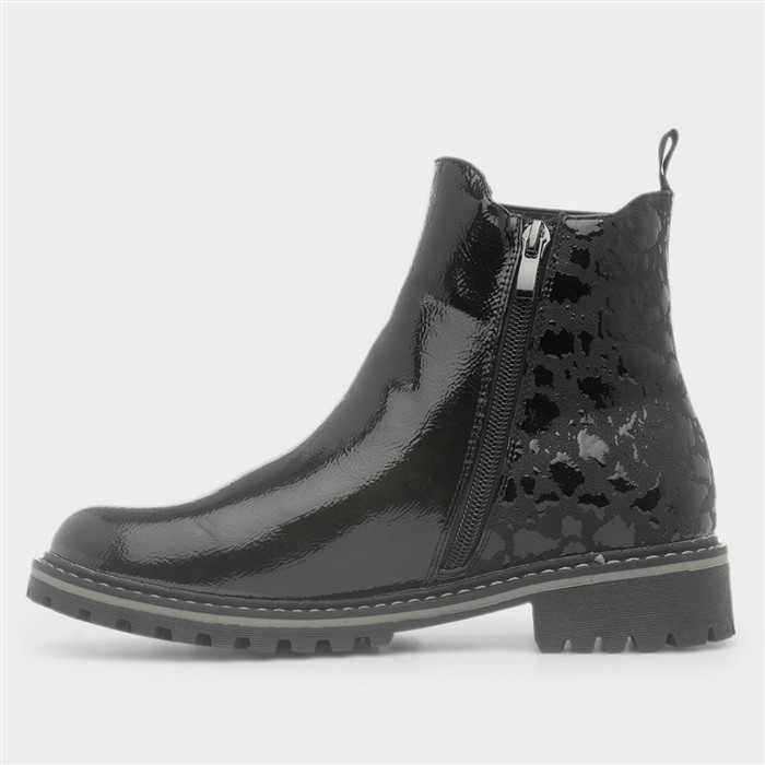 Bessy Womens Black Patent Chelsea Ankle Boot