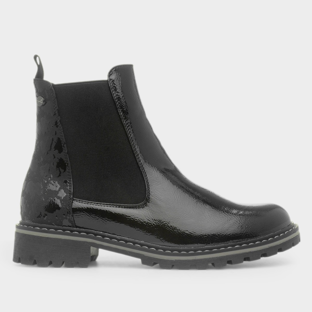 Bessy Womens Black Patent Chelsea Boot
