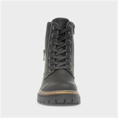 Georgina Black Lace Up Leopard Print Boot