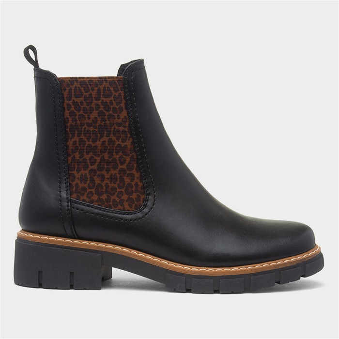 Ribble Womens Black Leopard Chelsea Boot