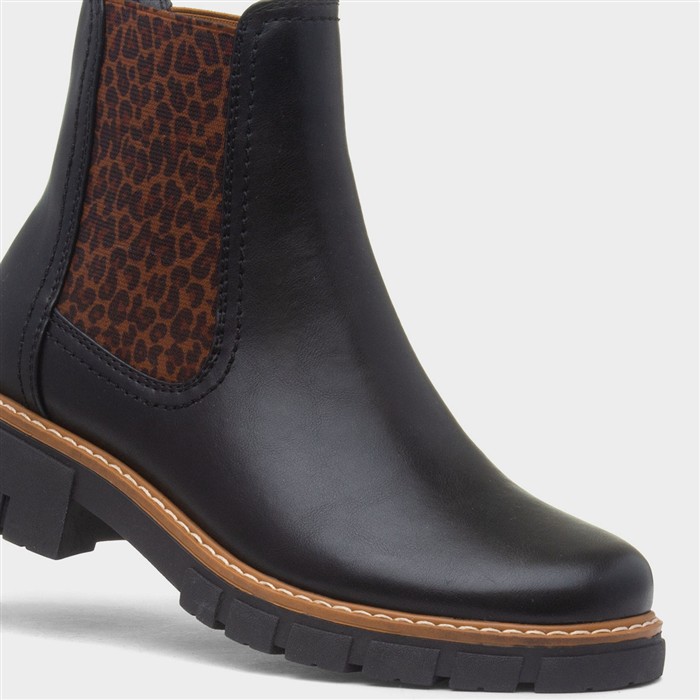 Ribble Womens Black Leopard Chelsea Boot