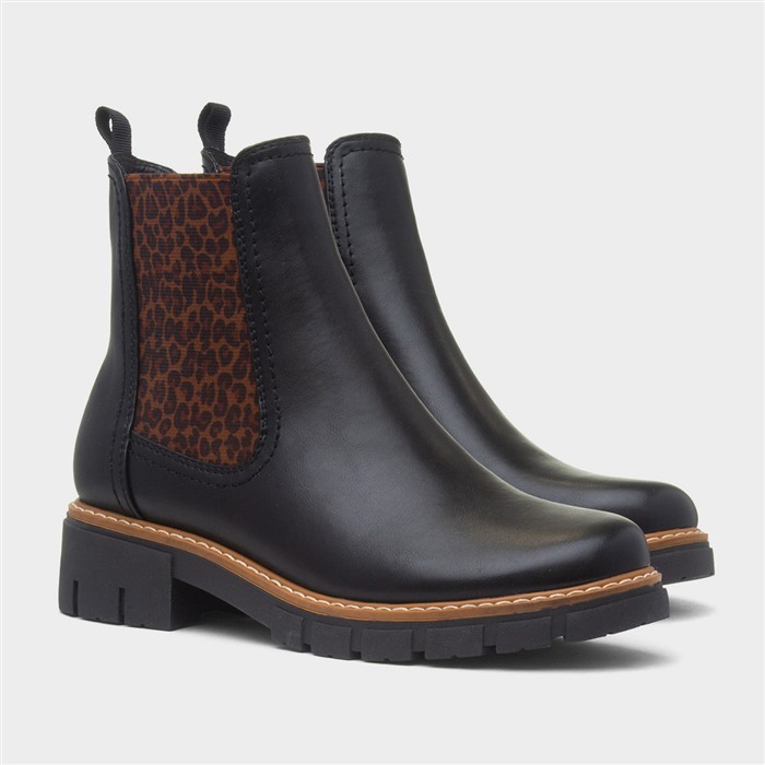 Ribble Womens Black Leopard Chelsea Boot