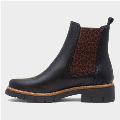 Ribble Womens Black Leopard Chelsea Boot