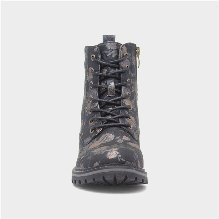Dazzle Womens Black Floral Ankle Boot