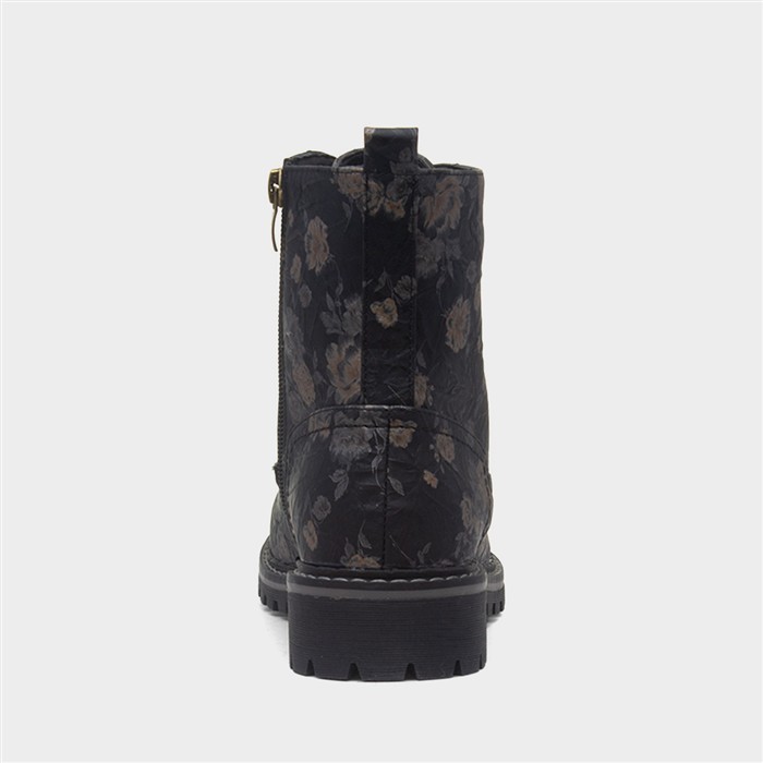 Dazzle Womens Black Floral Ankle Boot