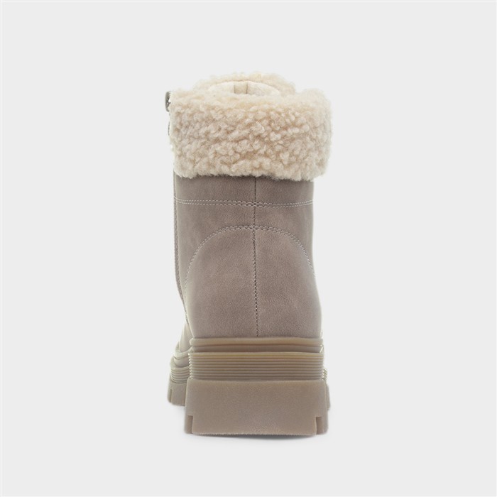 Womens Taupe Chunky Lace Up Ankle Boot