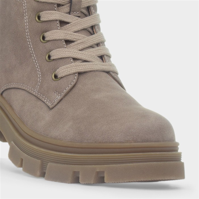 Womens Taupe Chunky Lace Up Ankle Boot