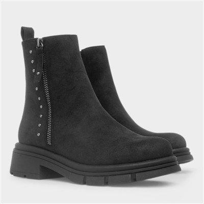 Warsaw Womens Black Zip Up Boot
