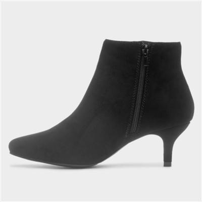 Cassia Womens Black Wide Fit Heeled Boot