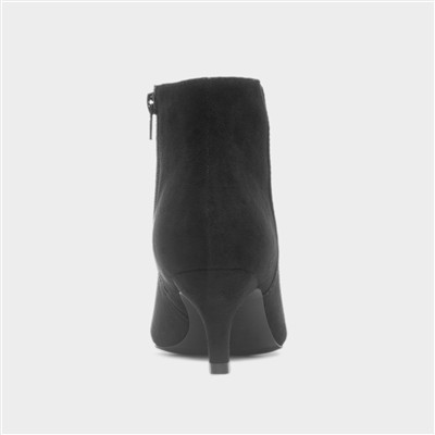 Cassia Womens Black Wide Fit Heeled Boot