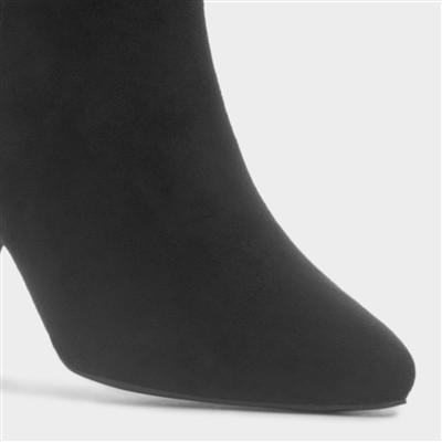 Cassia Womens Black Wide Fit Heeled Boot