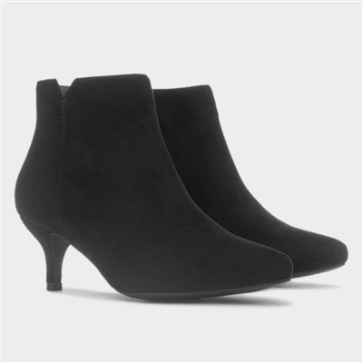 Cassia Womens Black Wide Fit Heeled Boot