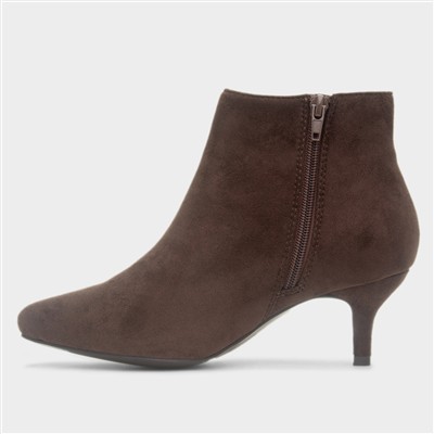 Cassia Womens Brown Wide Fit Heeled Boot