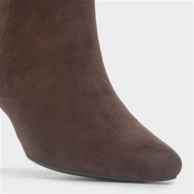 Cassia Womens Brown Wide Fit Heeled Boot