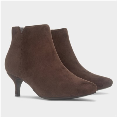 Cassia Womens Brown Wide Fit Heeled Boot