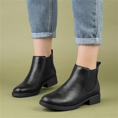 Womens Black Chelsea Pull On Boot