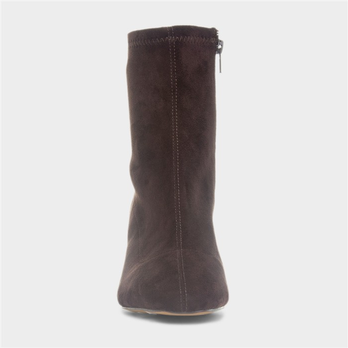 Mila Womens Brown Block Heel Ankle Boot