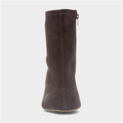 Mila Womens Brown Block Heel Ankle Boot